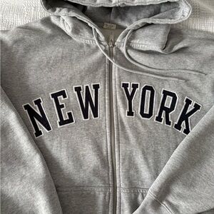 Brandy Melville Gray Zip-Up Hoodie